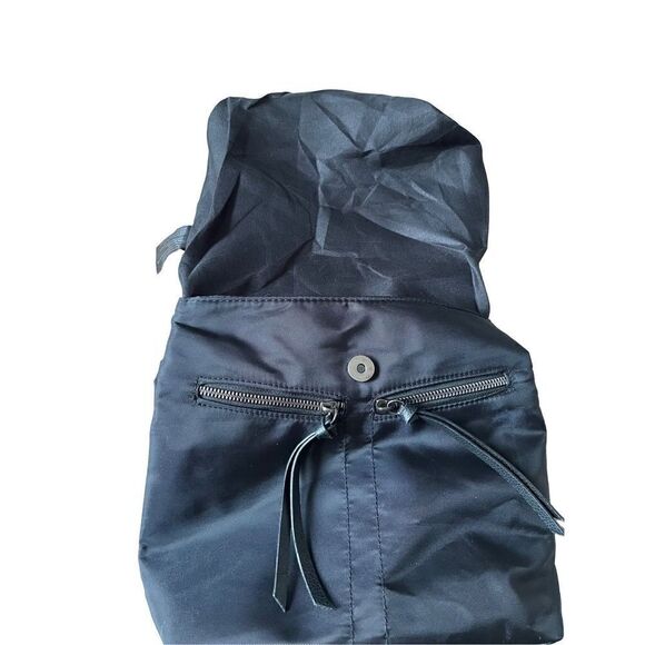 Botkier Small Black Nylon & Pebbled Leather Backpack Logo Straps - Picture 12 of 15